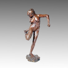Большая фигура латунная статуя милая девушка бронзовая скульптура сада Tpls-011